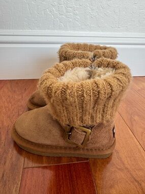 Lam Cozy Knit Cuff Shearling Lined Ankle Boots - Tan